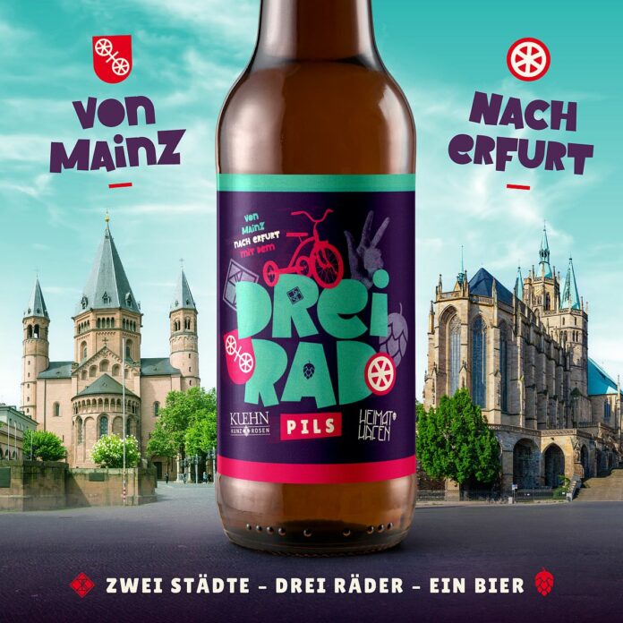 DREIRAD Pils: Bierbrauerei Kuehn Kunz Rosen aus Mainz kreiert Partnerstädtebier mit Erfurter Heimathafen – Ausschank bei Johannisnacht