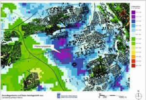 Lufttemperaturen in einer tropischen Sommernacht: Je mehr Blau oder Lila desto kälter. - Grafik: Ökoplana