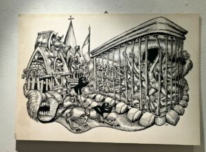 Zeichnung "Gefangen" von Herbert Bonewitz: Innere Kämpfe und die Dämonen der Zeit. - Foto: gik