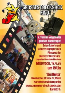 Zweiter Kinoabend der Meenzer Drecksäcke. - Grafik: Meenzer Drecksäck