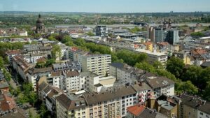 Die Mainzer Neustadt von oben: Immer weniger Sozialwohnungen, immer höhere Mieten. - Foto: gik