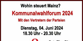 Wohin steuert Mainz? – Kommunalwahlforum der Internetzeitung Mainz& am 04. Juni 2024 im „The Pier“