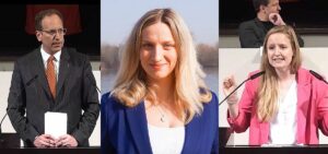 Kommt die ganz große Koalition im Mainzer Stadtrat? Von links: CDU-Fraktionschef Ludwig Holle, SPD-Fraktionschefin Jana Schmöller und Grünen-Kreischefin Christin Sauer. - Fotos: gik
