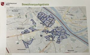 Karte der Anwohnerparkgebiete in Mainz. - Grafik: Stadt Mainz