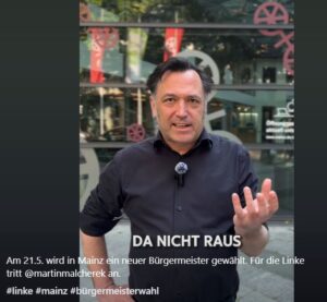 Linken-Stadtrat Martin Malcherek kandidiert am Mittwoch ebenfalls als Finanzdezernent und Bürgermeister für Mainz. - Screenshot: gik