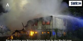 Nach Großbrand eines Bürocontainerkomplexes in der Mombacher Straße in Mainz: Polizei sucht Zeugen