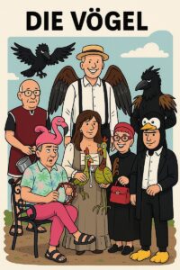 Das Ensemble des "Theaters in der Römischen Provinz": Trudi Hartung, Karl Hartung, Paco Ortega, Werner Hartmann, Kevin Raupach, Hans-Uwe Klügel und Marie-Luise Thüne (Mitte): - Grafik: T.i.R.P. 