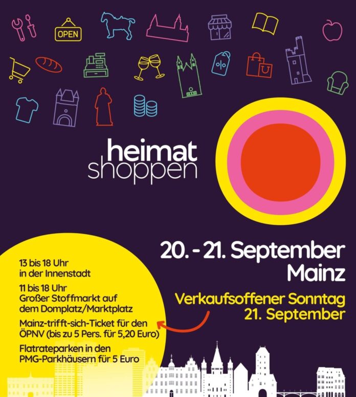 „Heimat shoppen“ in Mainz: Verkaufsoffener Sonntag am 21. September 2025 – Flatrate-Parken und Stoffmarkt