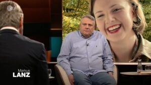 Michael Kyrath in der ZDF-Sendung "Markus Lanz" vor einem Bild seiner Tochter Ann-Marie. - Screenshot: gik