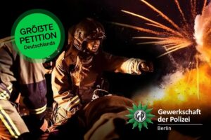 Titelbild der Online-Petition der Gewerkschaft der Polizei in Berlin für ein bundesweites Böllerverbot. - Foto: GdP
