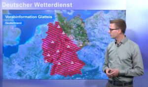 Warnvideo des Deutschen Wetterdienstes zur Bitzeis-Gefahr am Montagmorgen. - Video: DWD, Screenshot: gik
