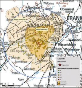 Karte des Weihnachts-Erbebens von 2010 in Mainz. - Karte: Landesamt für Geologie und Bergbau RLP 