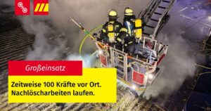 Löscharbeiten der Mainzer Feuerwehr an dem brennenden Pferdestall in Mainz-Hechtsheim. - Foto: Feuerwehr Mainz 