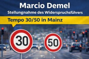 Statement des Beschwerdeführers Marcio Demel auf Facebook zu seinem Einspruch gegen pauschales Tempo 30 auf Hauptverkehrsachsen in Mainz. - Foto: Demel