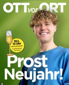 Die Grünen setzen bei der Wahl zu Ortsvorsteher in der Mainzer Oberstadt auf Jung-Stadtrat Tim Ott. - Foto: Plakat Grüne Mainz 