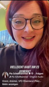 In einem Facebook-Video wirft die Grünen-Fraktionschefin im Landtag, Pia Schellhammer, der SPD dreiste Vortäuschung von Klimaschutz-Politik vor, die es angeblich gar nicht gebe. - Screenshot: gik