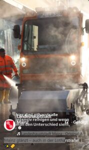 Spezialmaschine für die Tiefenreinigung von Böden in Mainz. - Video: Stadt Mainz, Screenshot: gik