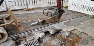 Straßeneinbruch in der Gaustraße in Mainz: Straße gesperrt, Betrieb der Straßenbahnen in Gaustraße eingestellt