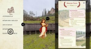 Virtueller Rundgang durchs Römische Mainz: Im antiken Römischen Theater begrüßt Schauspielerin Livia. - Screenshot: gik