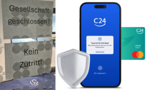 Plötzlich "geschlossene Gesellschaft": Die C24-Bank sperrte am Donnerstag plötzlich alle Mitarbeiter ihres Dienstleistungsservice in Mainz aus. - Fotos: Ver.di/C24, Collage: Mainz&