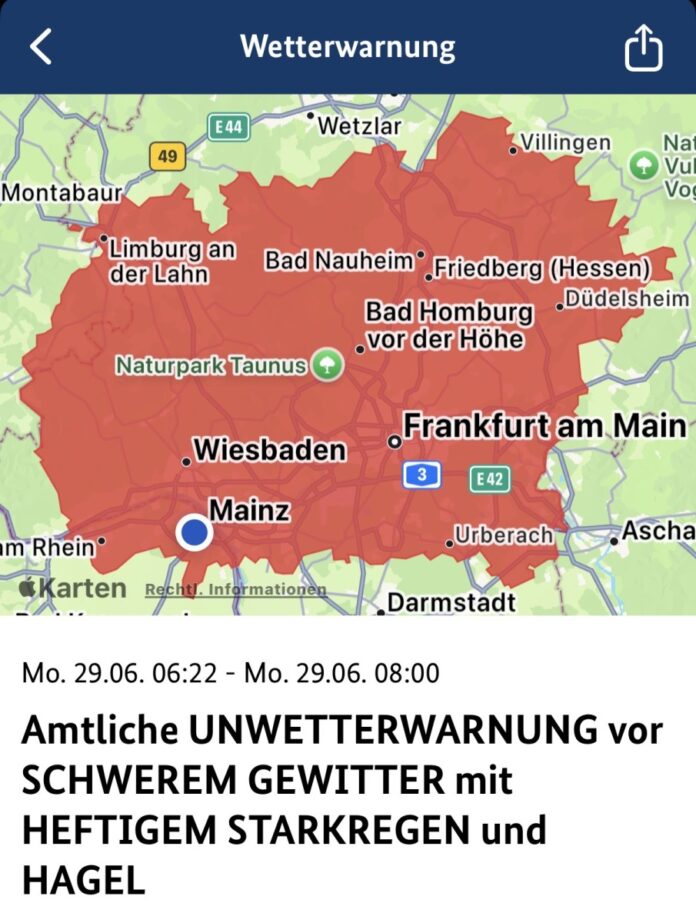 Nach der Gluthitze: Unwetterwarnung für Mainz – Wetterdienste warnen vor Gewitter, heftigem Starkregen und Hagel
