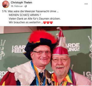 Der vorletzte Post von Christophs Fastnachts-Fotoserie galt der Sorge um seinen Mann Armin - nun ist ausgerechnet Christoph gegangen. - Foto: Thelen 