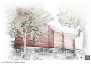 So soll nach den neuesten Skizzen das neue Gutenberg Museum einmal von außen aussehen - oder doch nicht? - Grafik: h4a Gessert + Randecker Architekten 