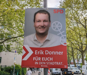 Plakat Erik Donner bei der Kommunalwahl 2024 in Mainz. - Foto: Donner