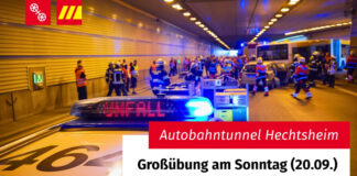 Großübung im Tunnel Mainz-Hechtsheim am Sonntag, 20. September 2026 – Vollsperrung auf der Autobahn A60 bis mittags
