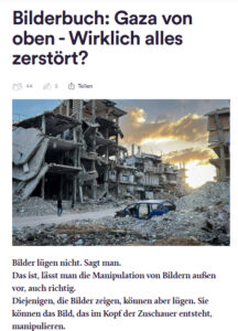 Blogpost von U.M. Osint zur Zerstörung in Gaza. - Screenshot: gik